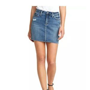 SILVER JEANS Francy Distressed Denim Mid Mini Skirt (W31)